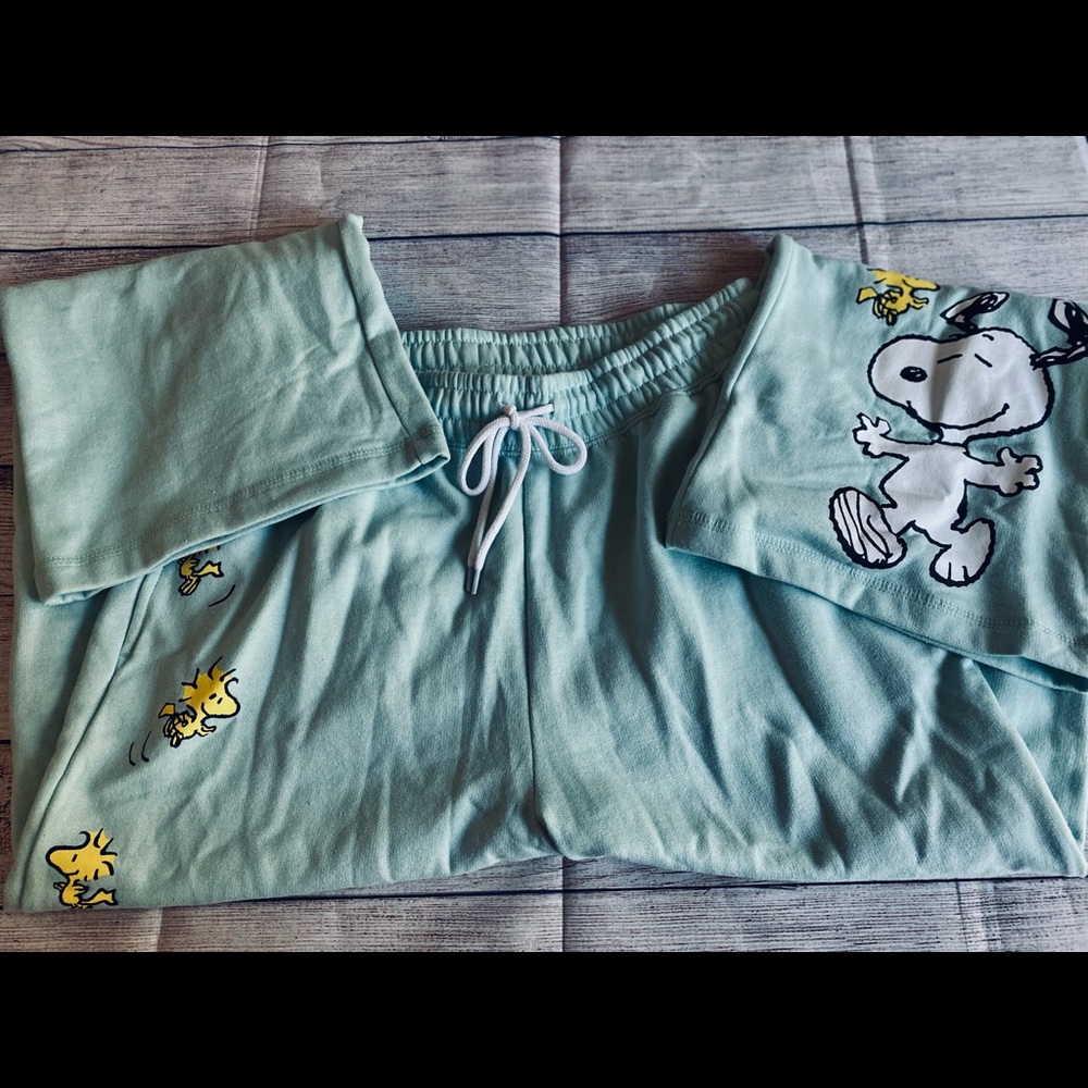 Peanuts Joggers Sweatpants SZ L NWOT Snoopy Woodstock